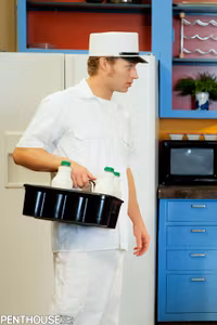 Mischa Brooks - Mischa Brooks has something special for the delivery man Michael Vegas as they get busy in the kitchen.